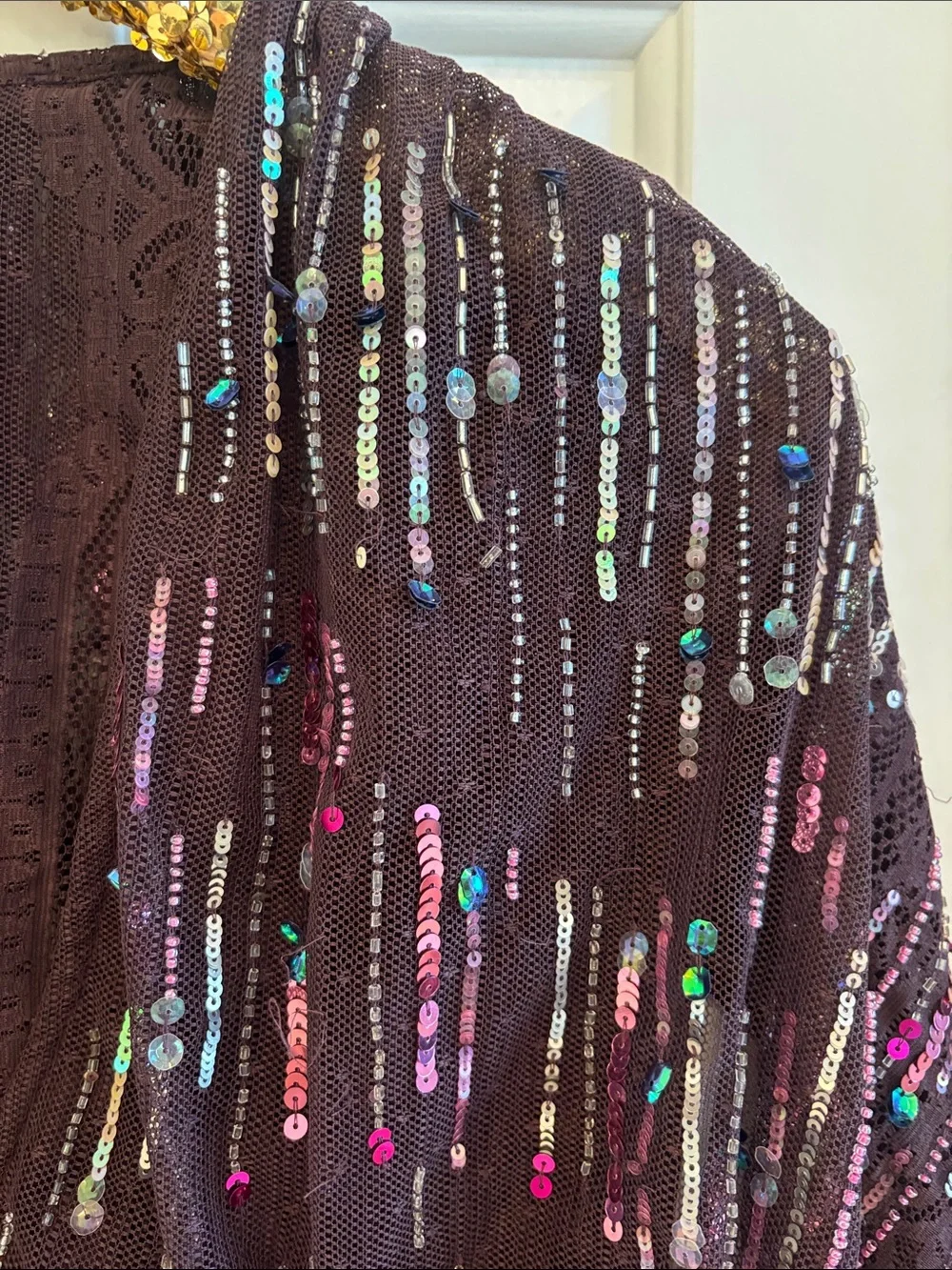 Free People Intimately Business as Usual Embellished Plum Sequin Bodysuit
